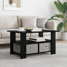 Salontafel met lade Zwart Eiken 77 x 55 x 42 cm Bewerkt hout