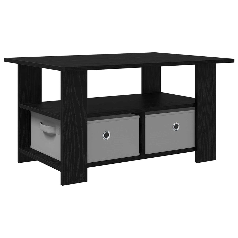 Salontafel met lade Zwart Eiken 77 x 55 x 42 cm Bewerkt hout