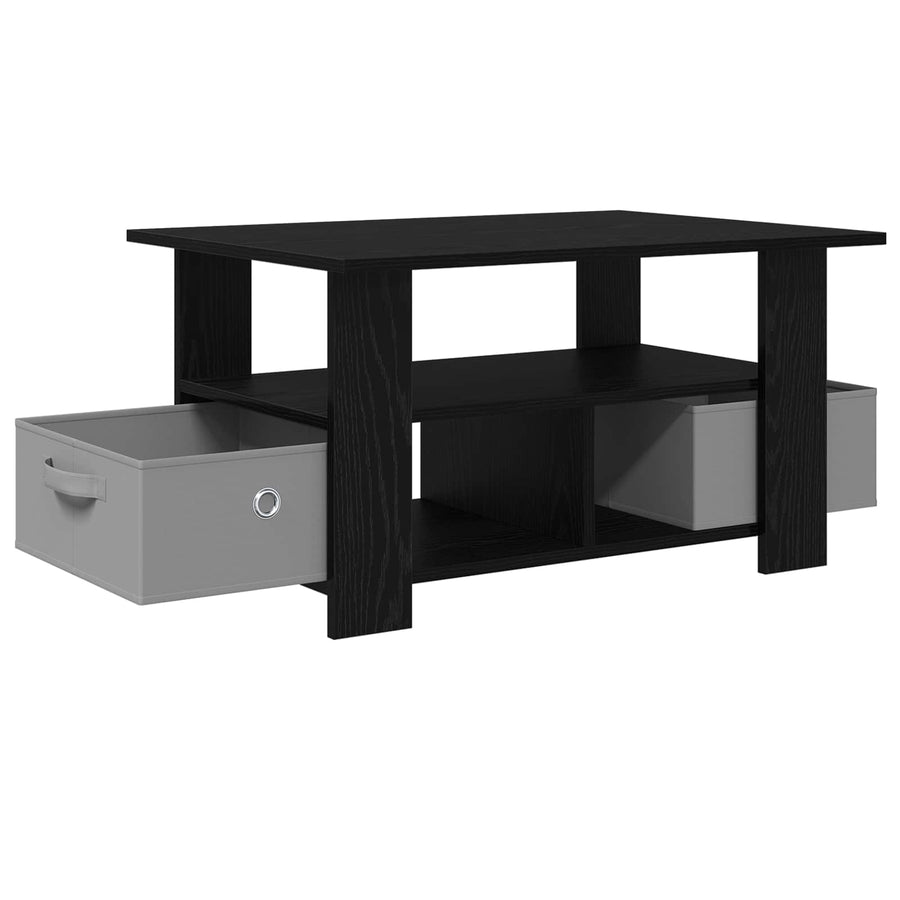 Salontafel met lade Zwart Eiken 77 x 55 x 42 cm Bewerkt hout