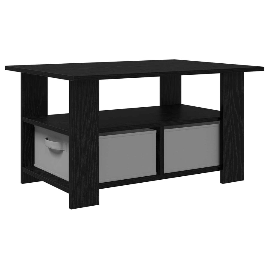 Salontafel met lade Zwart Eiken 77 x 55 x 42 cm Bewerkt hout