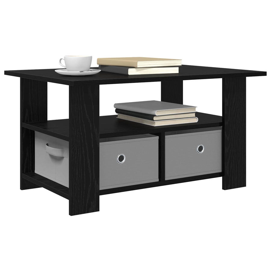 Salontafel met lade Zwart Eiken 77 x 55 x 42 cm Bewerkt hout