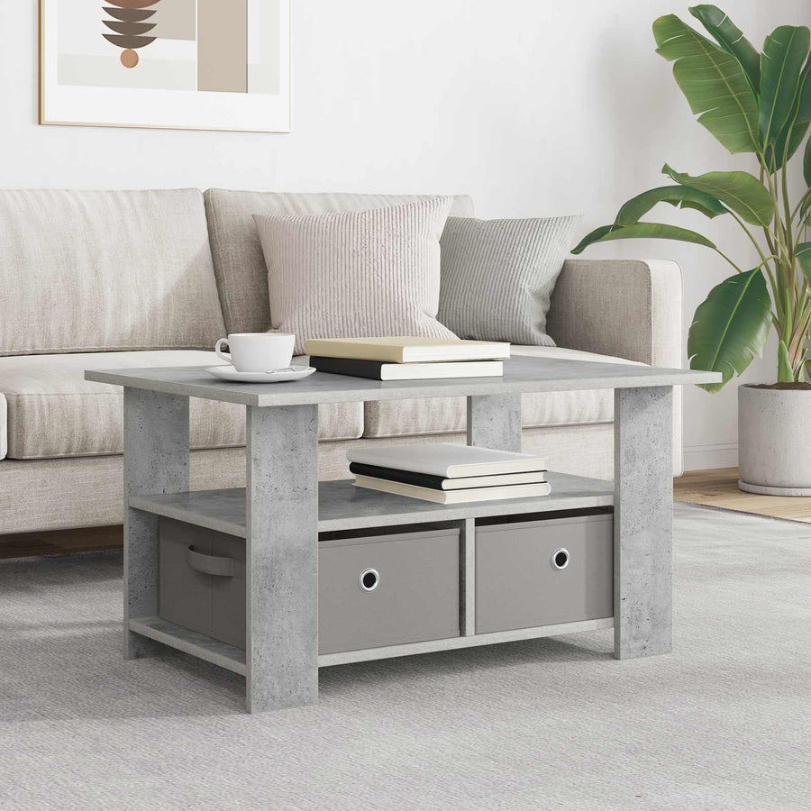Salontafel met lade Beton Grijs 77 x 55 x 42 cm Bewerkt hout