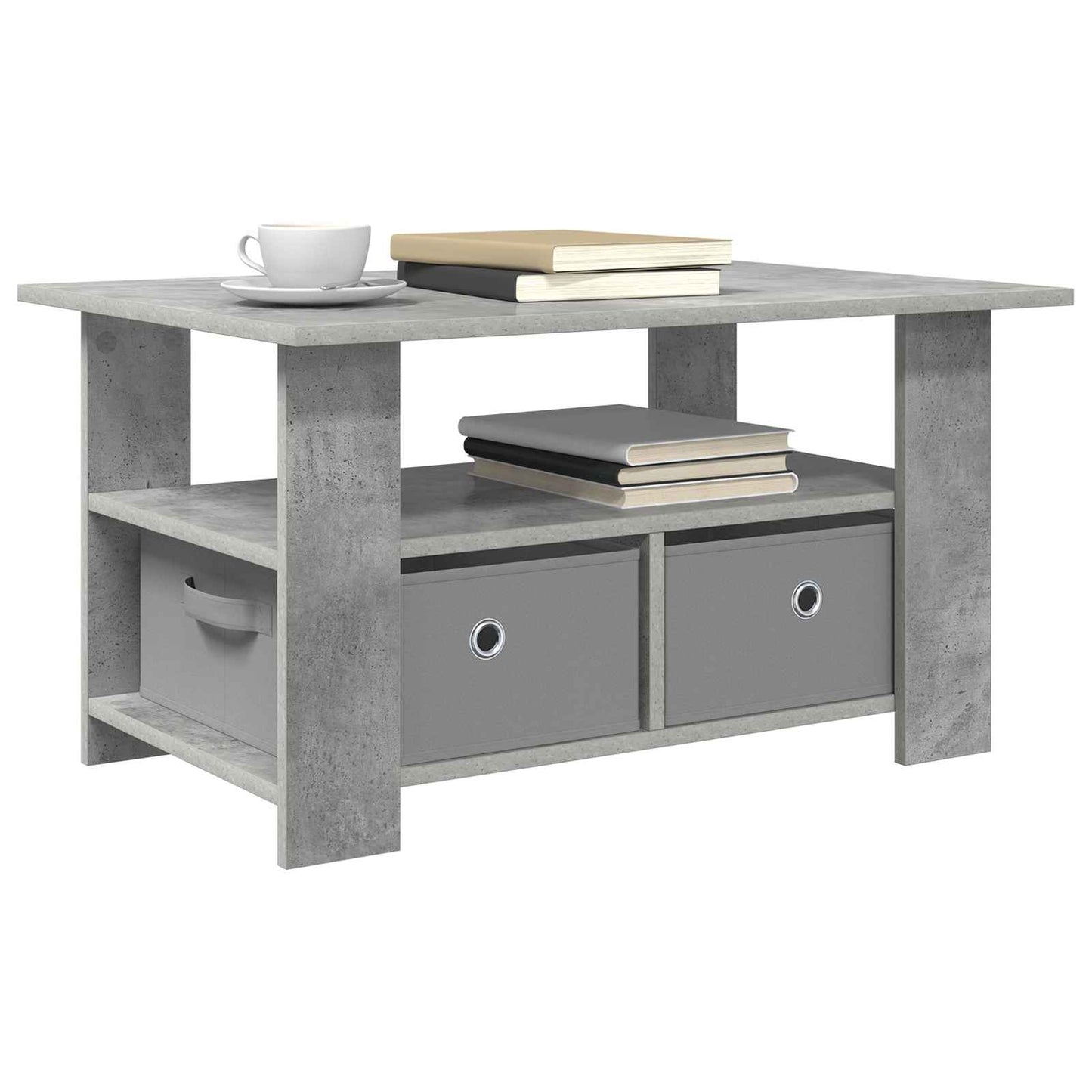 Salontafel met lade Beton Grijs 77 x 55 x 42 cm Bewerkt hout