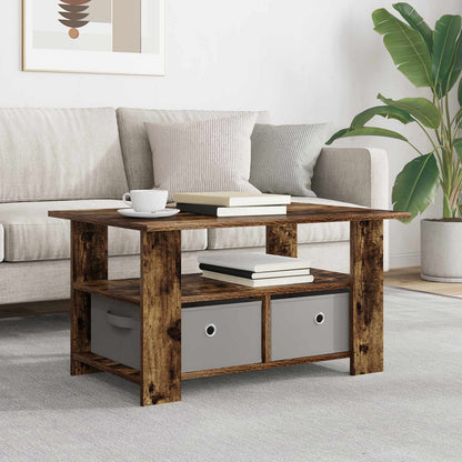 Salontafel met lade Gerookt eiken 77 x 55 x 42 cm Bewerkt hout