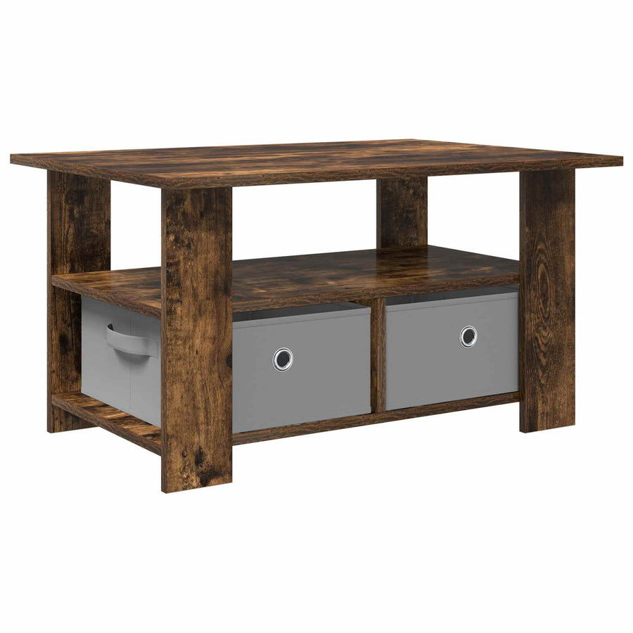 Salontafel met lade Gerookt eiken 77 x 55 x 42 cm Bewerkt hout
