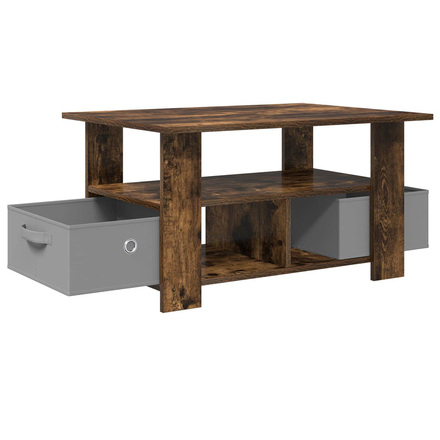 Salontafel met lade Gerookt eiken 77 x 55 x 42 cm Bewerkt hout