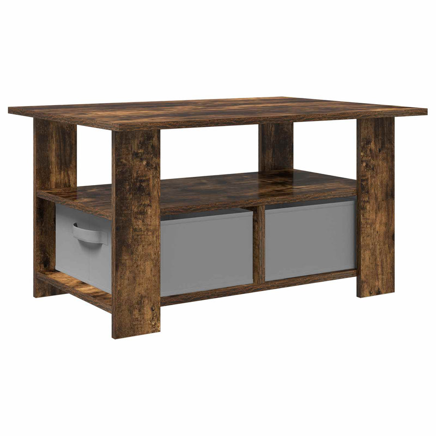 Salontafel met lade Gerookt eiken 77 x 55 x 42 cm Bewerkt hout