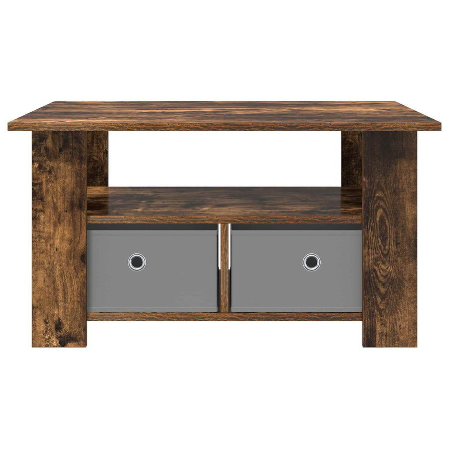 Salontafel met lade Gerookt eiken 77 x 55 x 42 cm Bewerkt hout