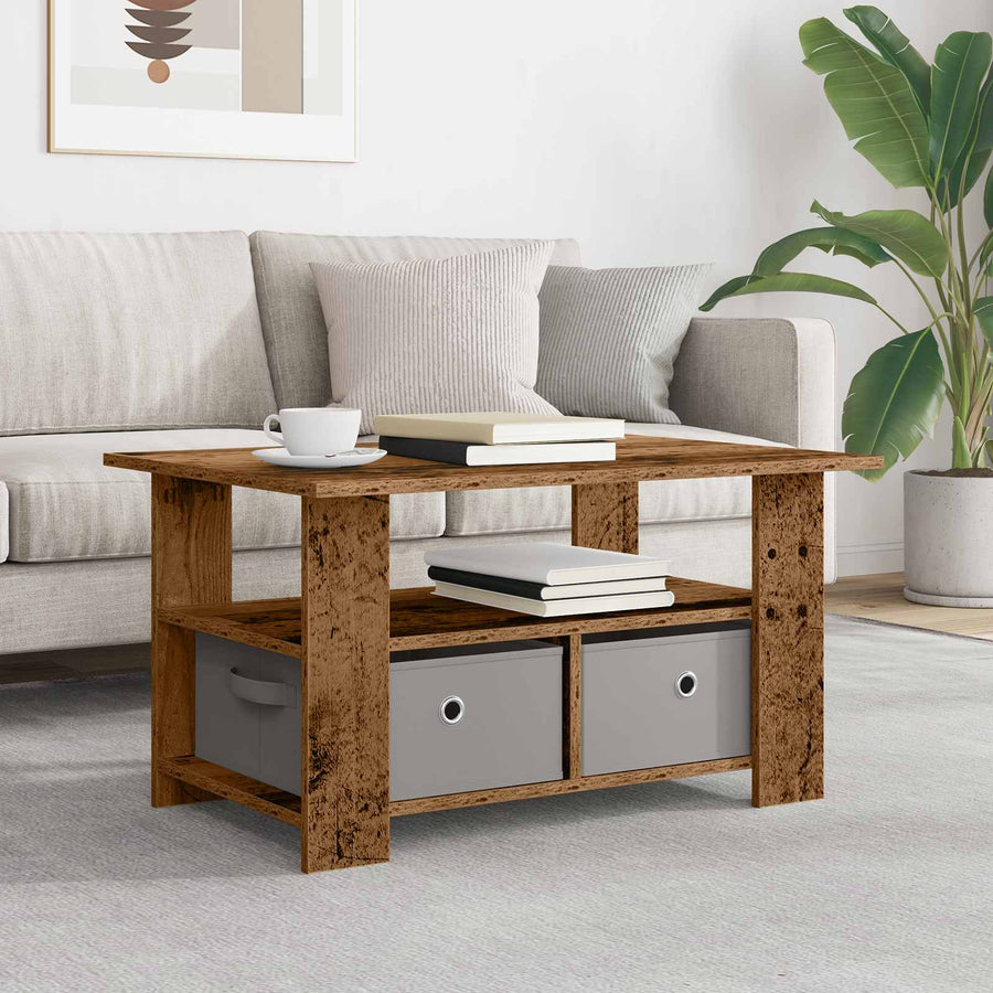 Salontafel met lade Oudhout 77 x 55 x 42 cm Bewerkt hout