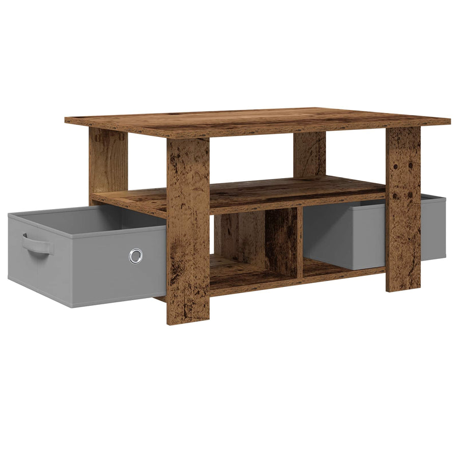 Salontafel met lade Oudhout 77 x 55 x 42 cm Bewerkt hout