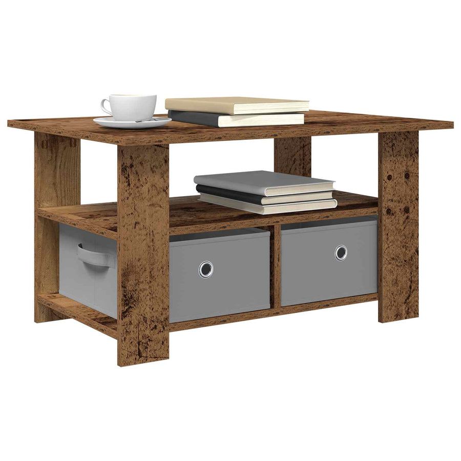 Salontafel met lade Oudhout 77 x 55 x 42 cm Bewerkt hout
