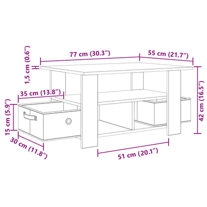 Salontafel met lade Artisan Eiken 77 x 55 x 42 cm Bewerkt hout