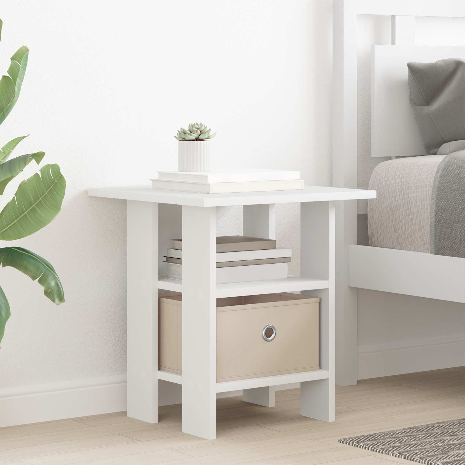 Nachtkastje met lade 2 pcs Wit 41 x 40 x 45 cm Bewerkt hout