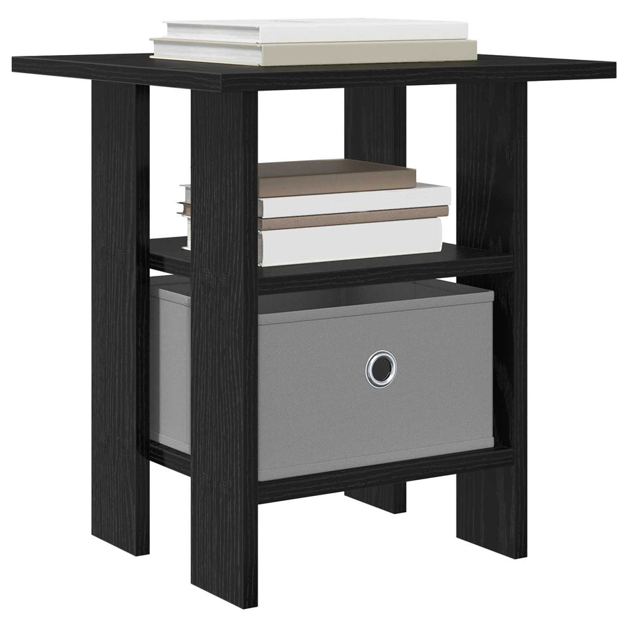 Nachtkastje met lade Zwart Eiken 41 x 40 x 45 cm Bewerkt hout