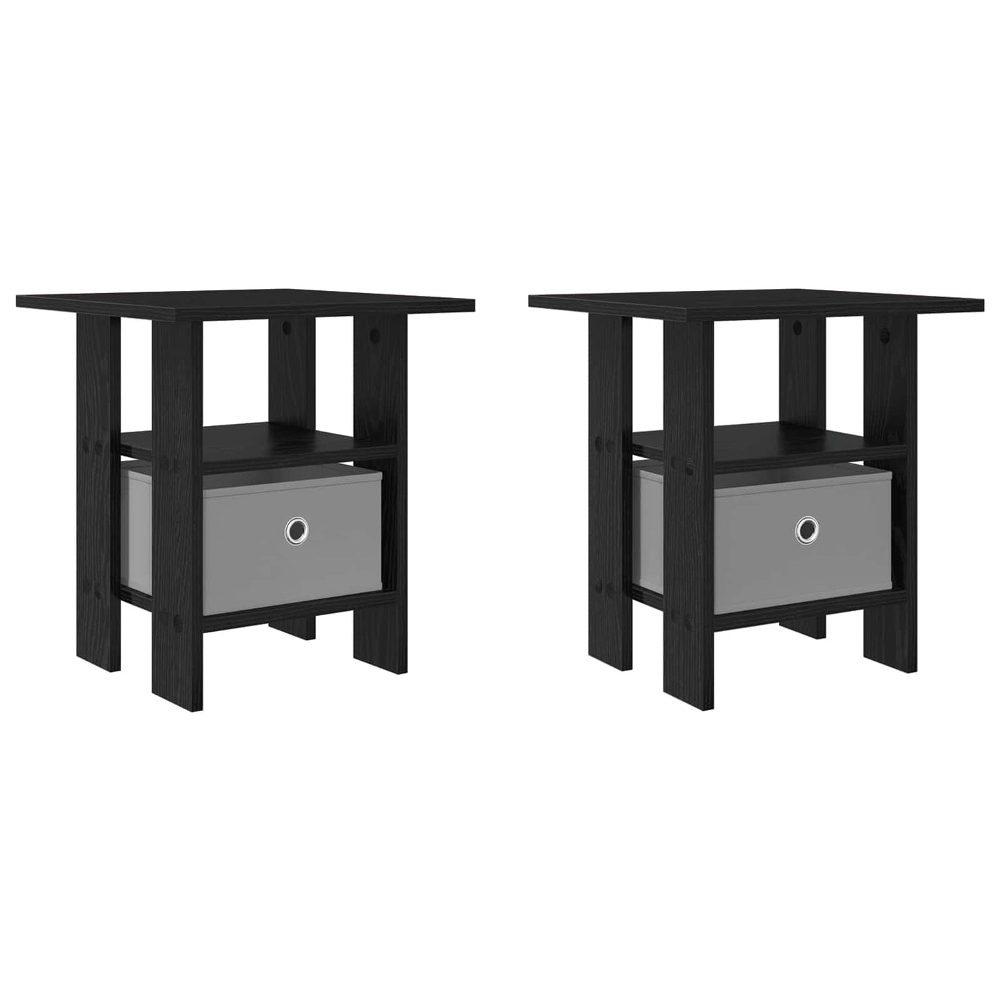 Nachtkastje 2 pcs Zwart Eiken 41 x 40 x 45 cm Bewerkt hout
