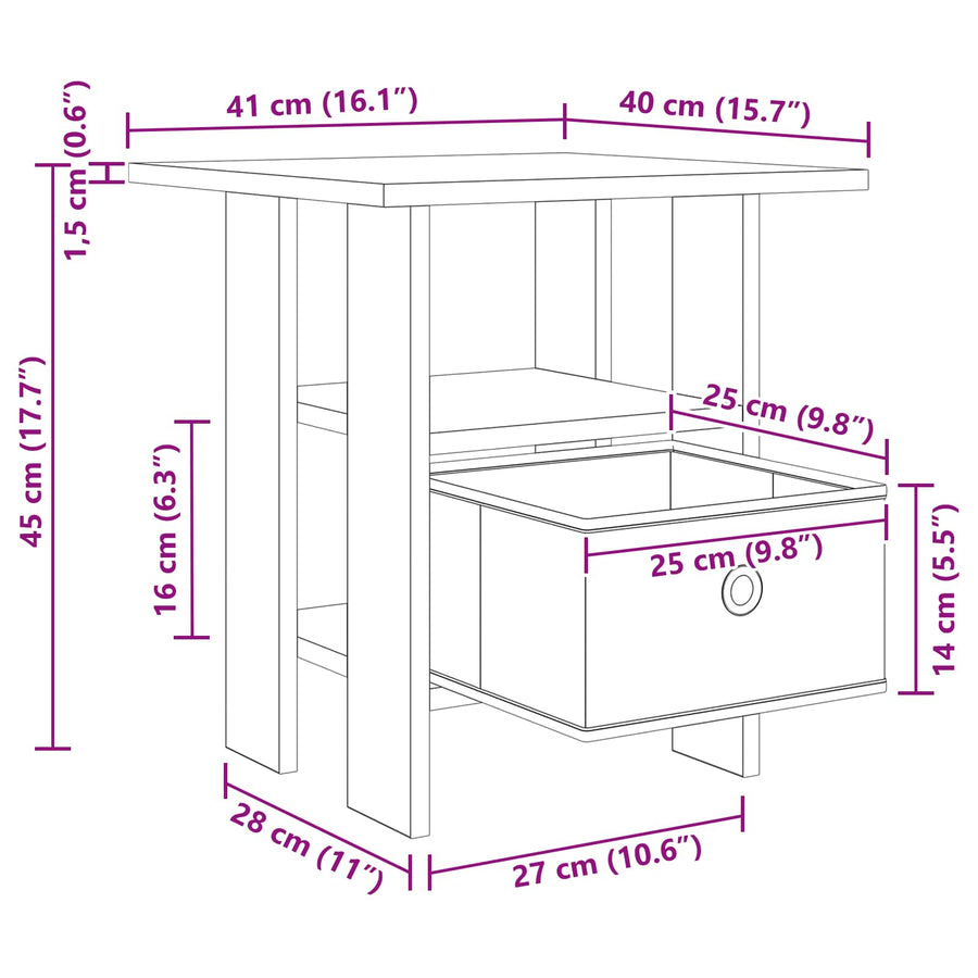 Nachtkastje 2 pcs Sonoma Eiken 41 x 40 x 45 cm Bewerkt hout