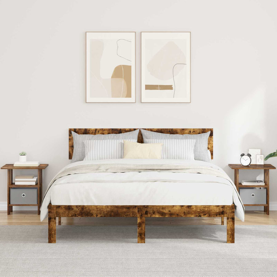 Nachtkastje 2 pcs Gerookt eiken 41 x 40 x 45 cm Bewerkt hout