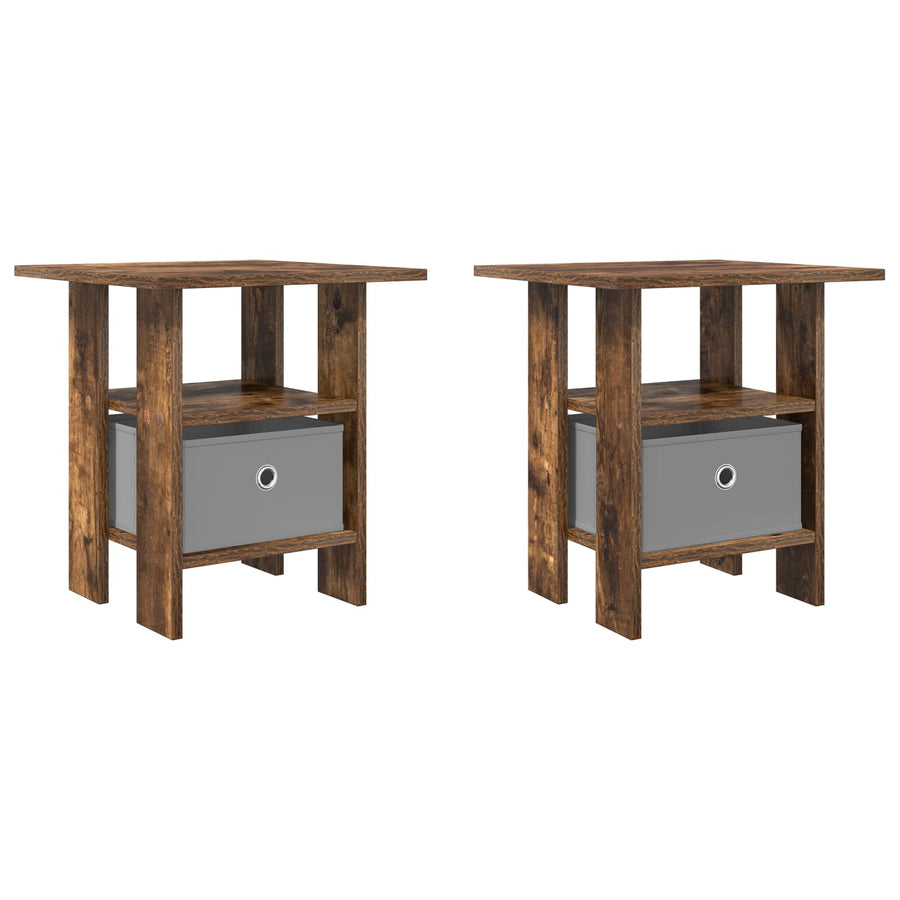 Nachtkastje 2 pcs Gerookt eiken 41 x 40 x 45 cm Bewerkt hout