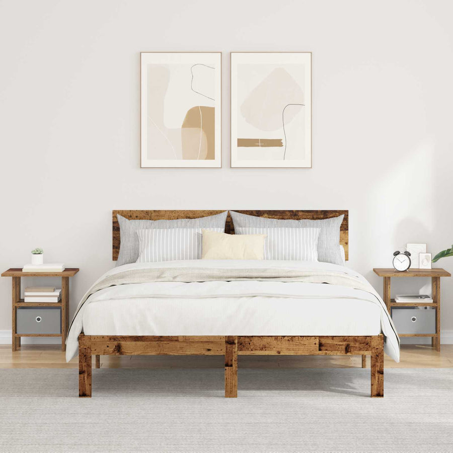 Nachtkastje met lade 2 pcs Oudhout 41 x 40 x 45 cm Bewerkt hout