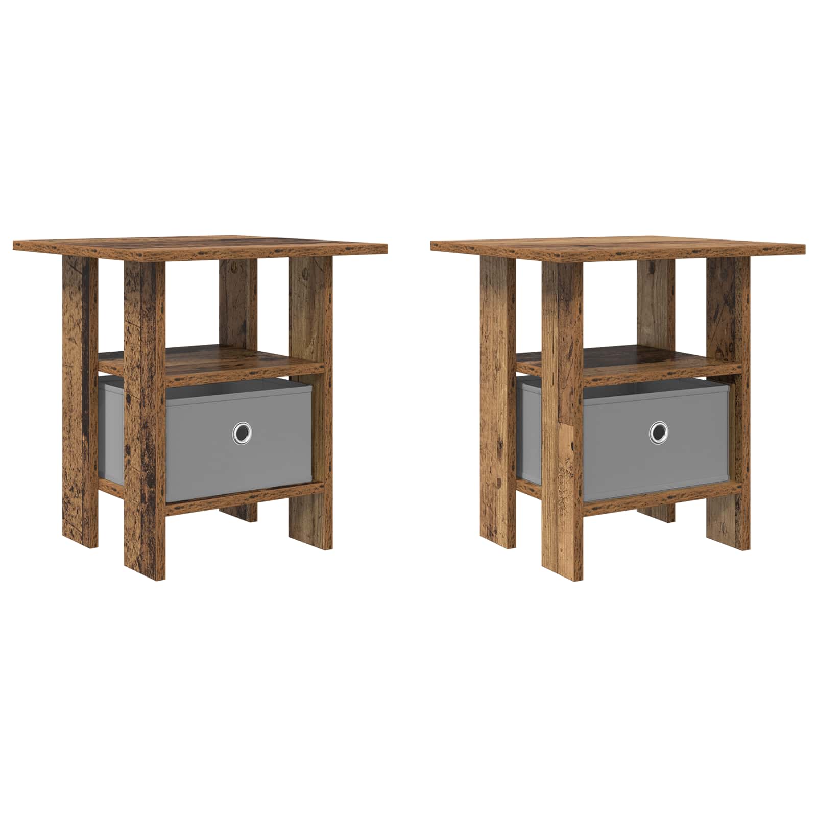 Nachtkastje met lade 2 pcs Oudhout 41 x 40 x 45 cm Bewerkt hout