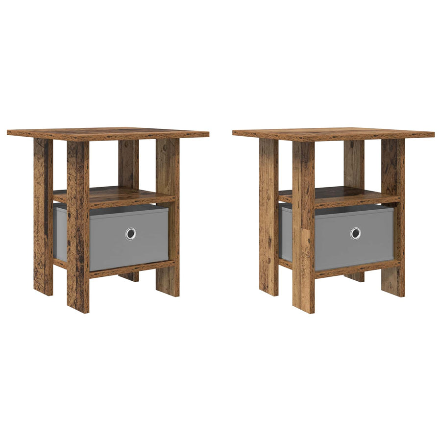 Nachtkastje met lade 2 pcs Oudhout 41 x 40 x 45 cm Bewerkt hout