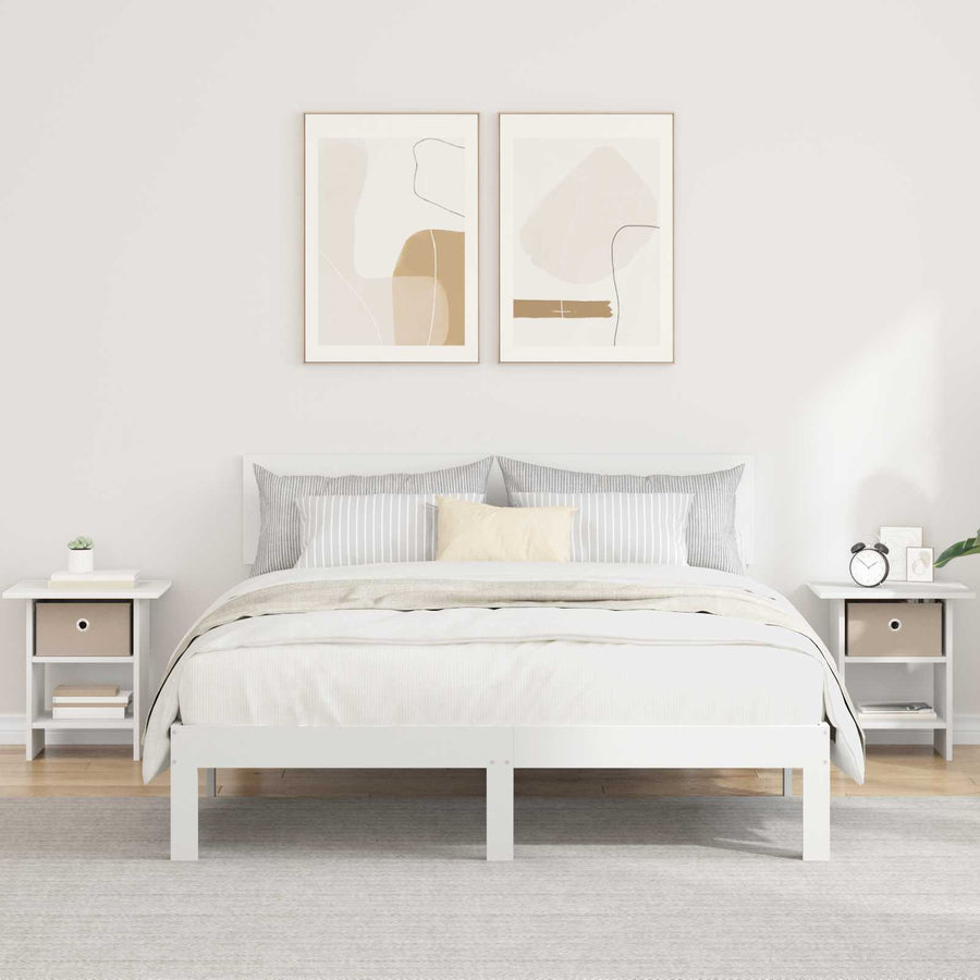 Nachtkastje met lade 2 pcs Wit 41 x 40 x 45 cm Bewerkt hout