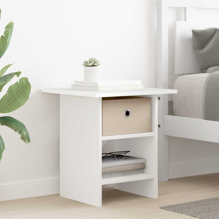 Nachtkastje met lade 2 pcs Wit 41 x 40 x 45 cm Bewerkt hout