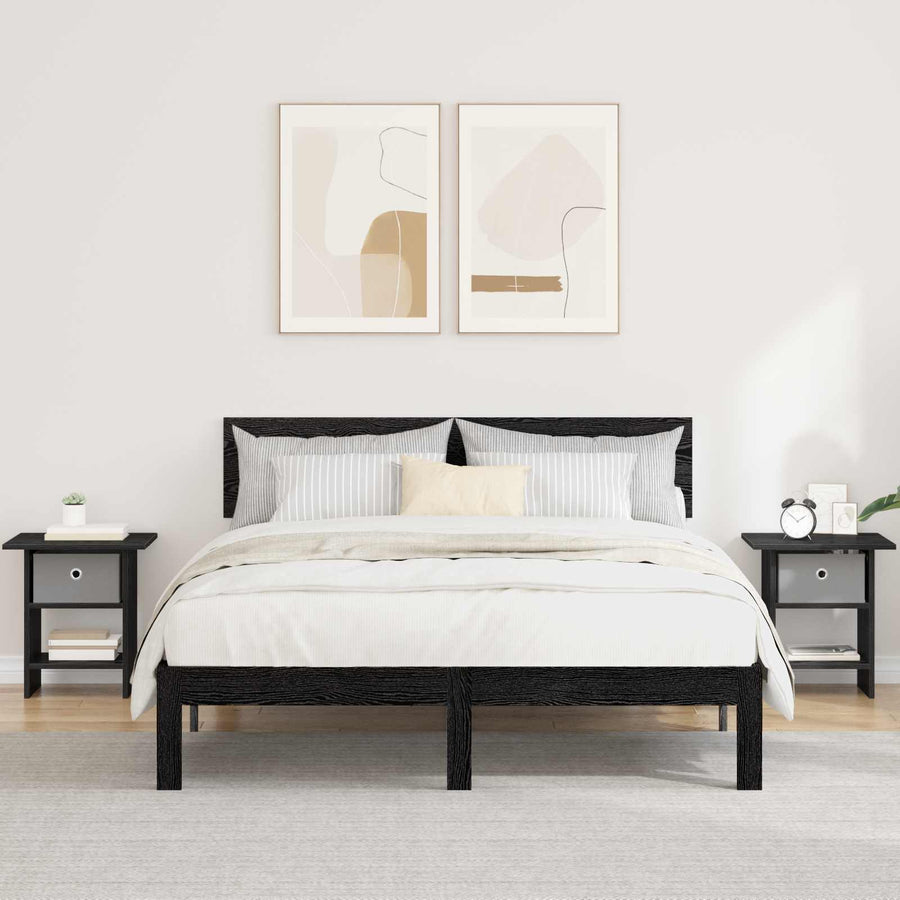 Nachtkastje 2 pcs Zwart Eiken 41 x 40 x 45 cm Bewerkt hout