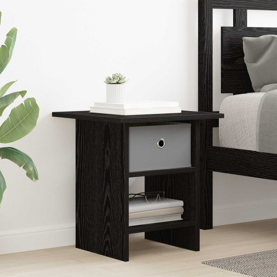 Nachtkastje 2 pcs Zwart Eiken 41 x 40 x 45 cm Bewerkt hout