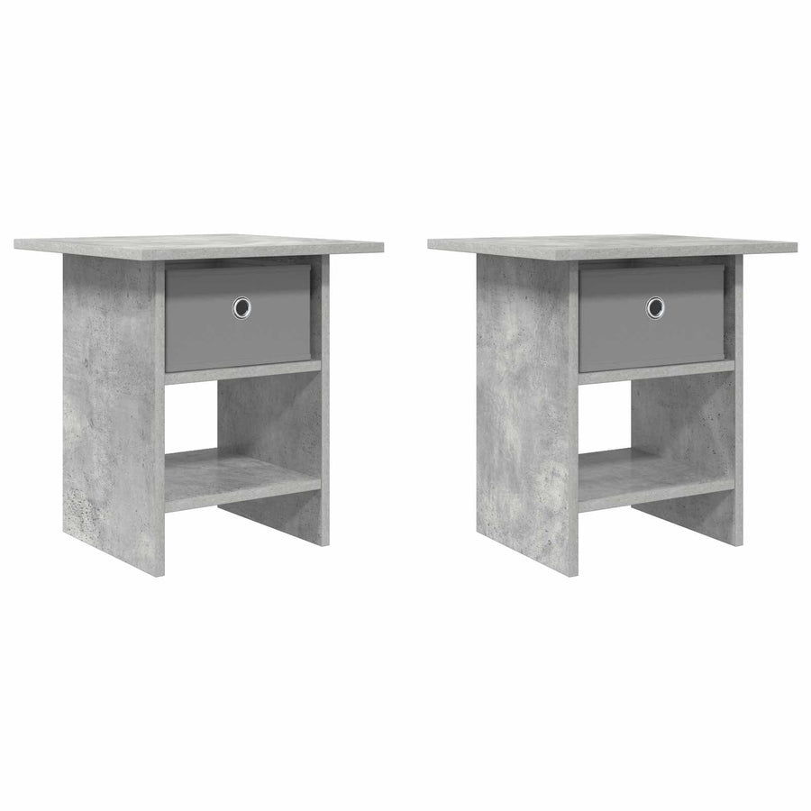Nachtkastje 2 pcs Beton Grijs 41 x 40 x 45 cm Bewerkt hout