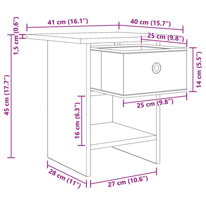 Nachtkastje 2 pcs Beton Grijs 41 x 40 x 45 cm Bewerkt hout