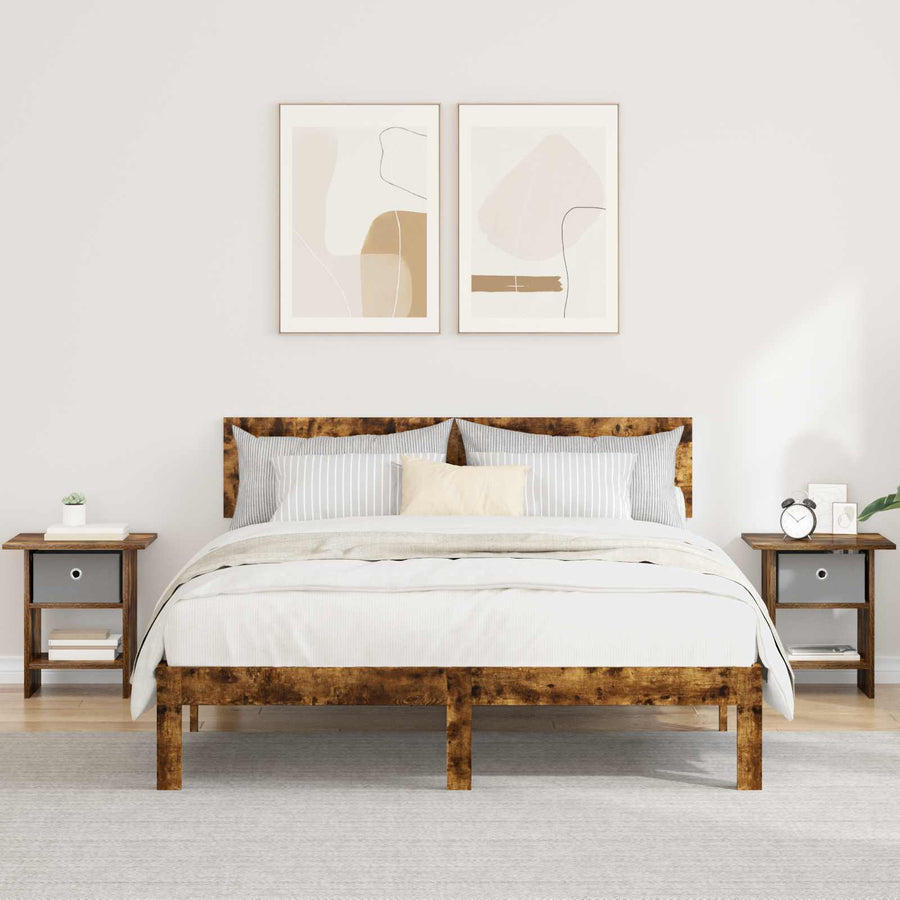 Nachtkastje 2 pcs Gerookt eiken 41 x 40 x 45 cm Bewerkt hout