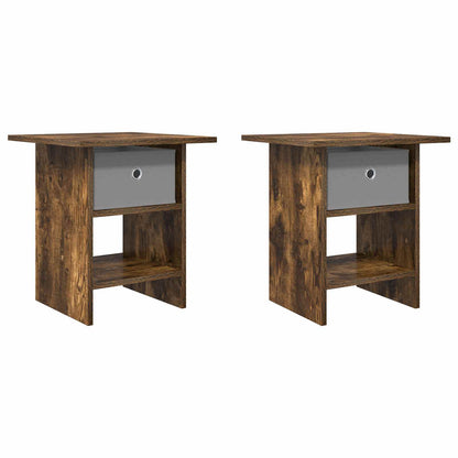 Nachtkastje 2 pcs Gerookt eiken 41 x 40 x 45 cm Bewerkt hout