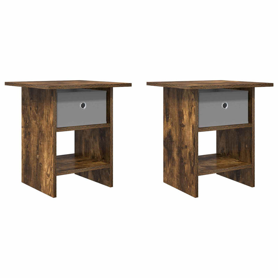 Nachtkastje 2 pcs Gerookt eiken 41 x 40 x 45 cm Bewerkt hout