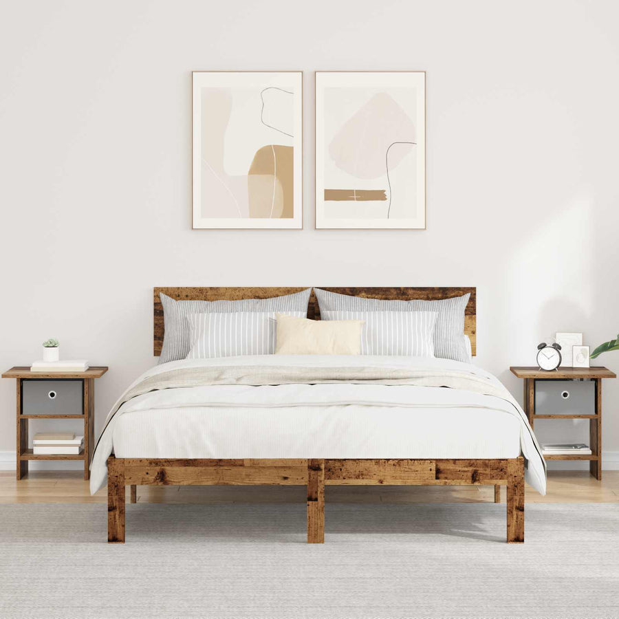 Nachtkastje met lade 2 pcs Oudhout 41 x 40 x 45 cm Bewerkt hout