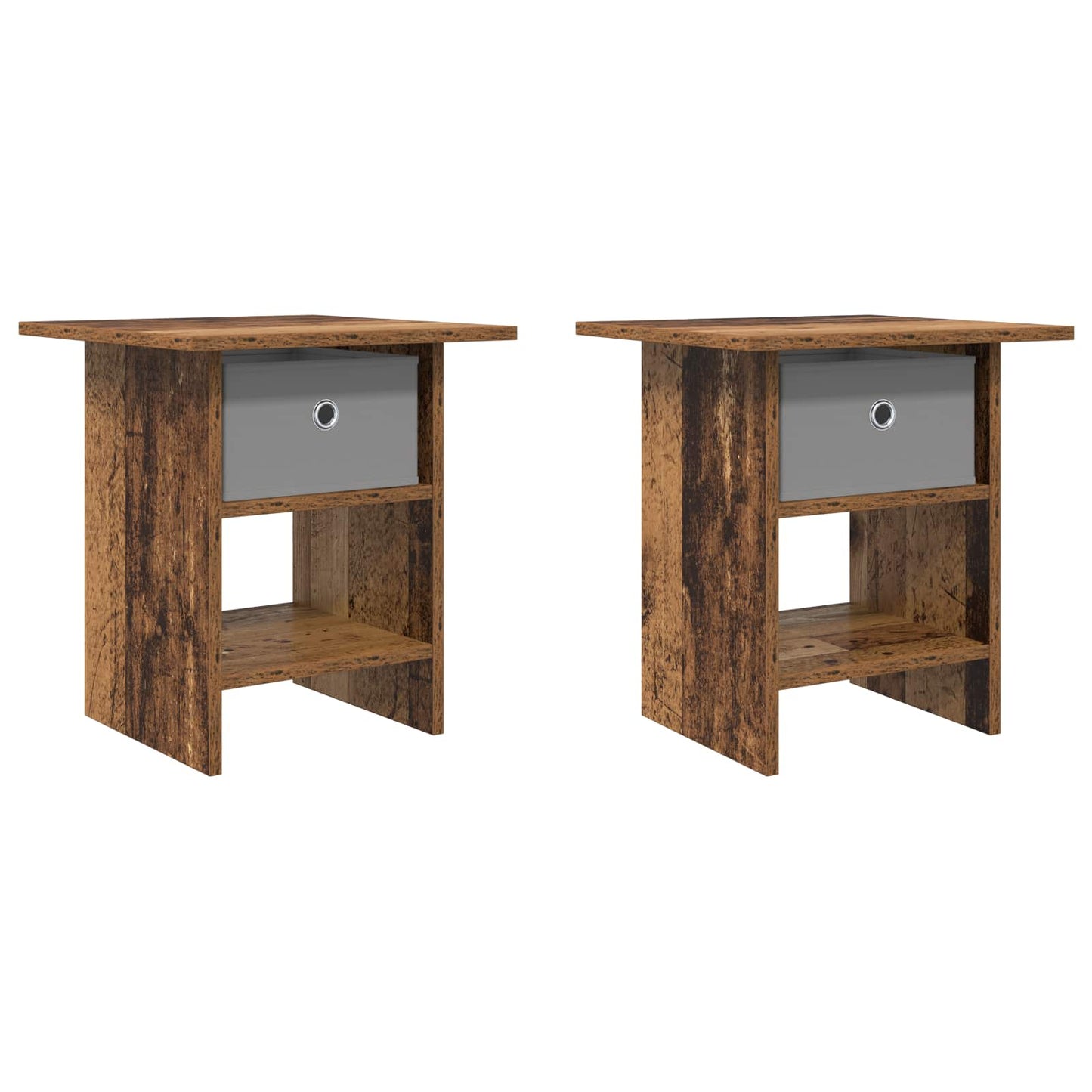 Nachtkastje met lade 2 pcs Oudhout 41 x 40 x 45 cm Bewerkt hout