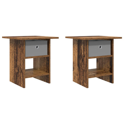 Nachtkastje met lade 2 pcs Oudhout 41 x 40 x 45 cm Bewerkt hout