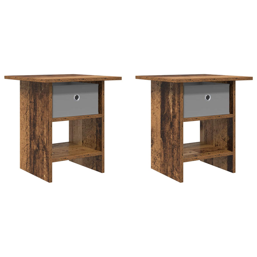 Nachtkastje met lade 2 pcs Oudhout 41 x 40 x 45 cm Bewerkt hout