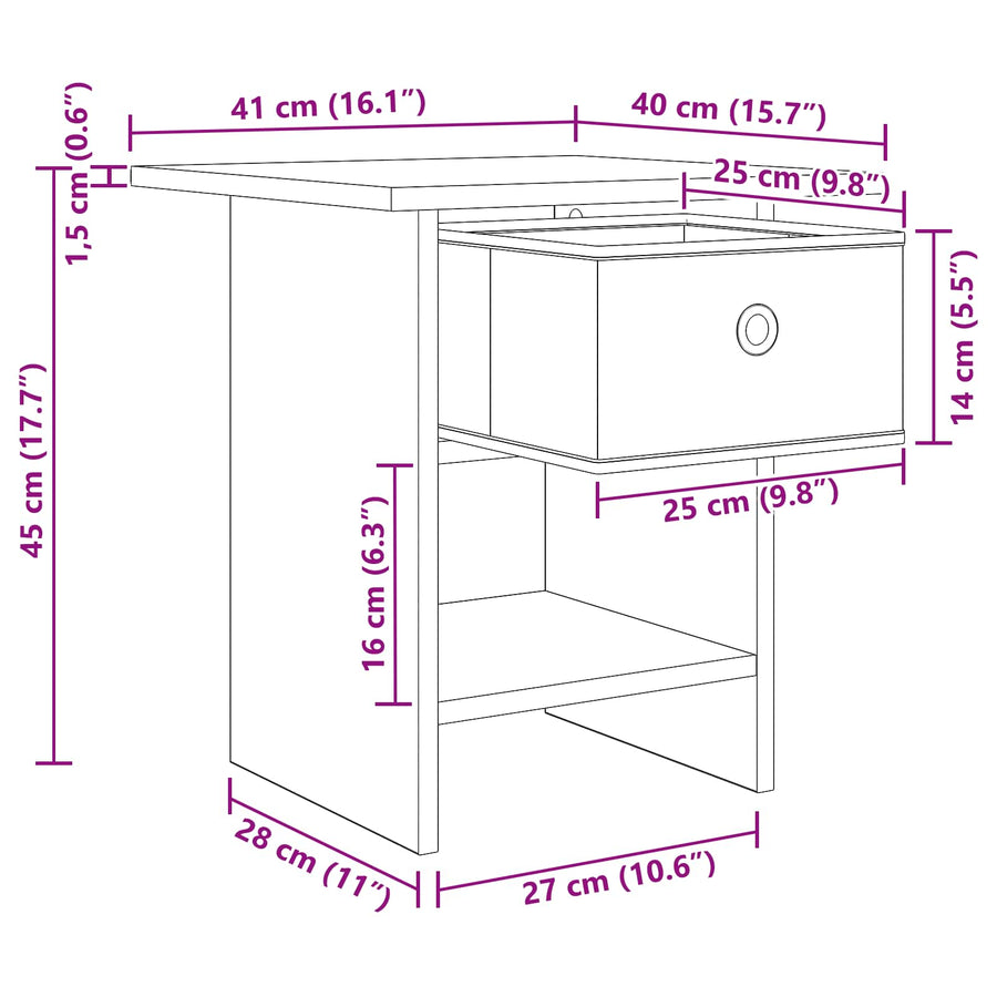 Nachtkastje 2 pcs Artisan Eiken 41 x 40 x 45 cm Bewerkt hout