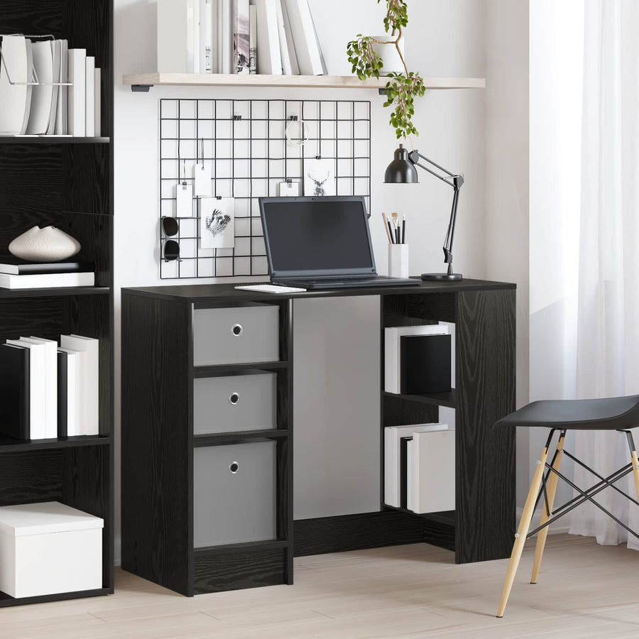 Bureau met lade Zwart Eiken 100 x 40 x 75 cm Bewerkt hout