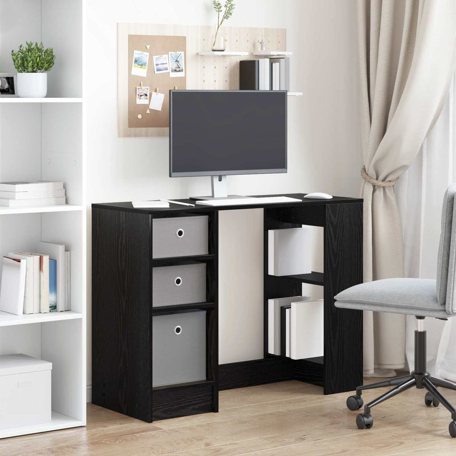 Bureau met lade Zwart Eiken 100 x 40 x 75 cm Bewerkt hout