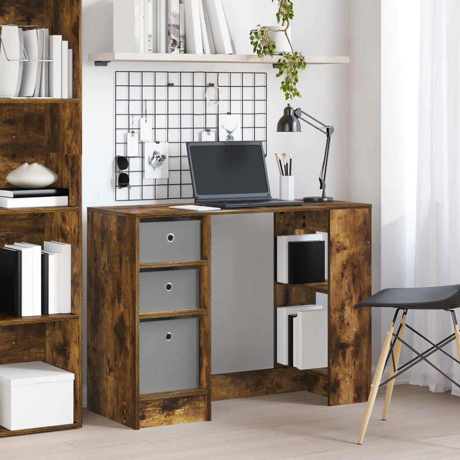 Bureau met lade Gerookt eiken 100 x 40 x 75 cm Bewerkt hout