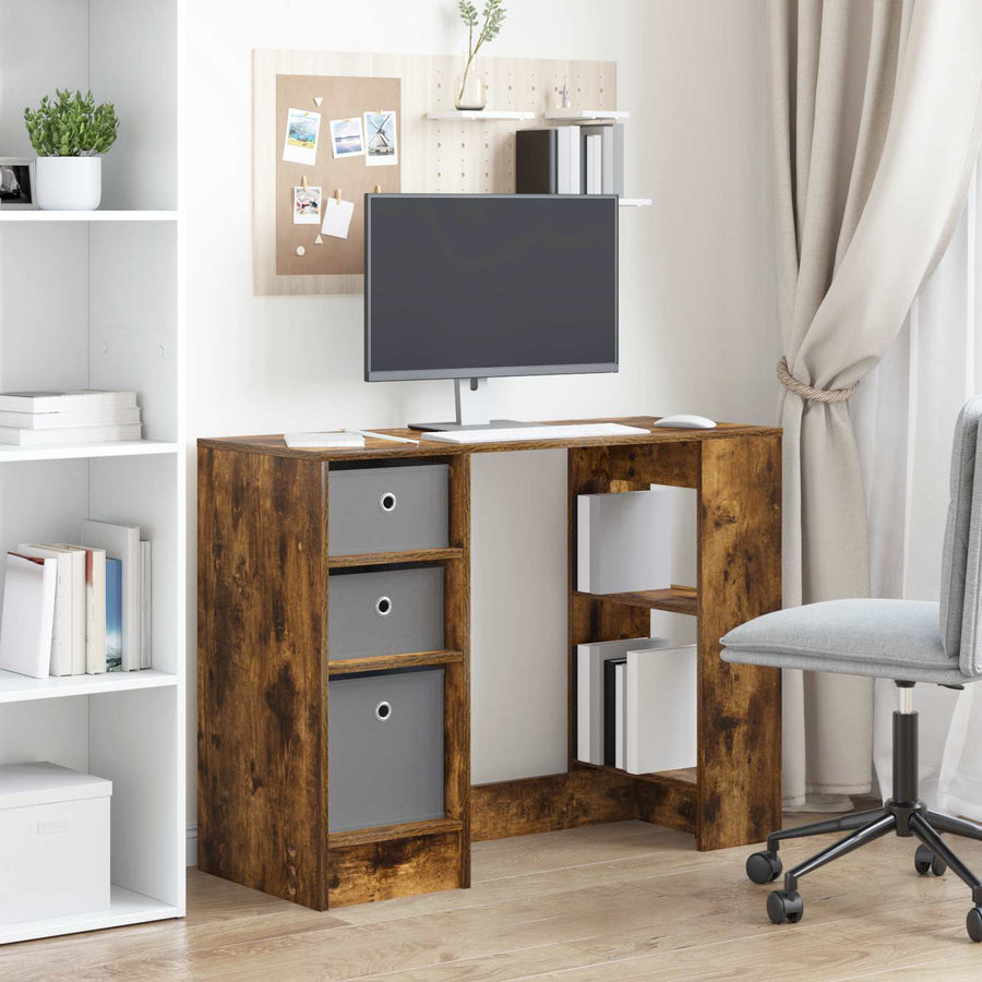 Bureau met lade Gerookt eiken 100 x 40 x 75 cm Bewerkt hout