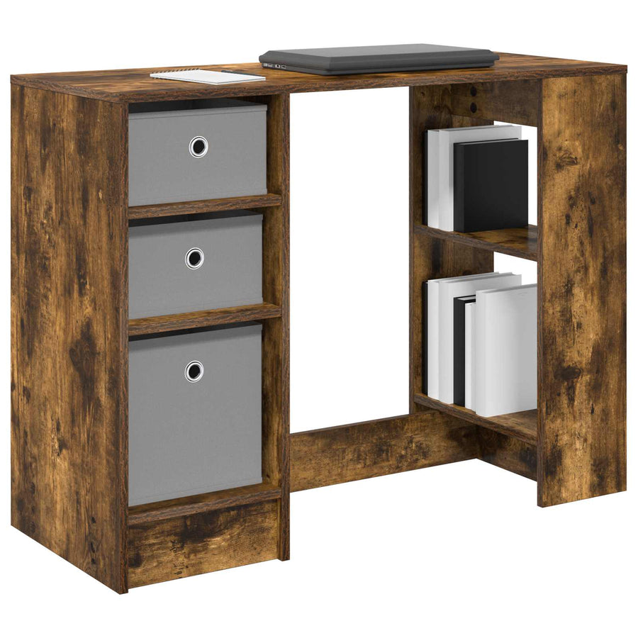 Bureau met lade Gerookt eiken 100 x 40 x 75 cm Bewerkt hout