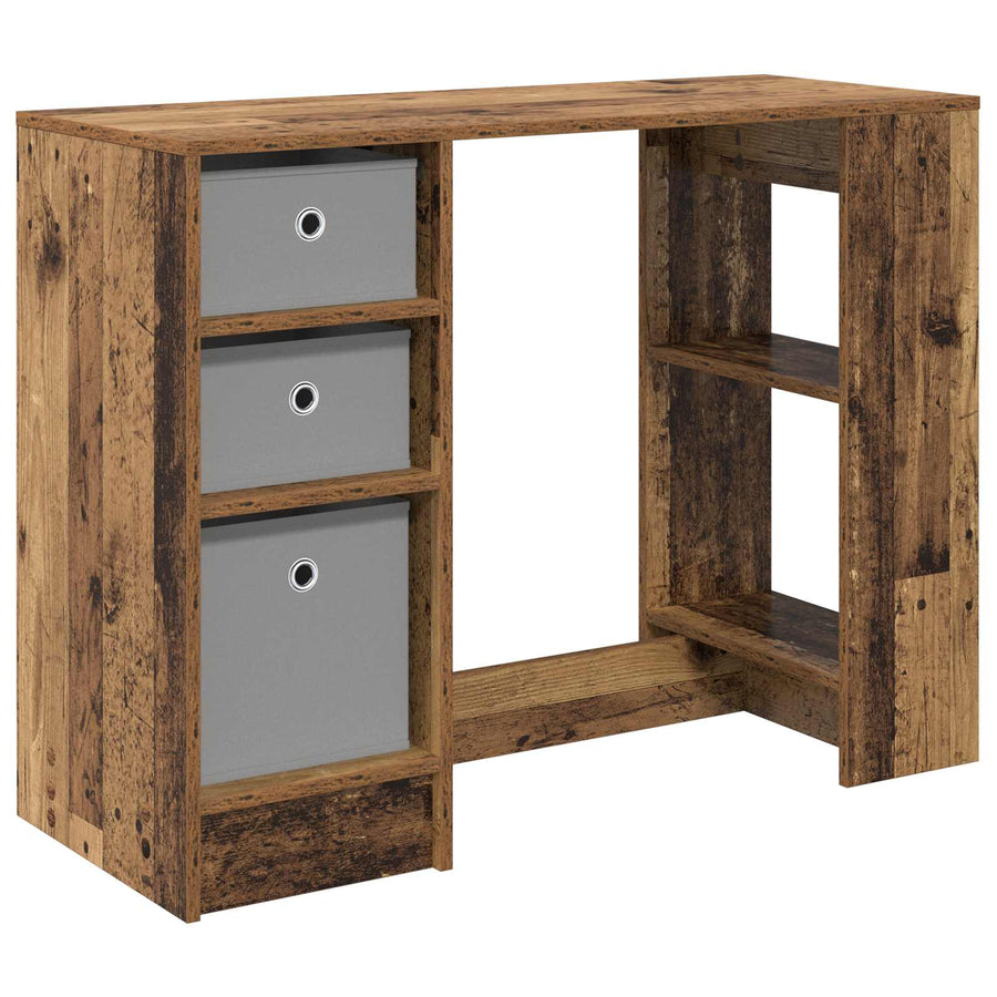 Bureau met lade met plank Oudhout 100 x 40 x 75 cm Bewerkt hout