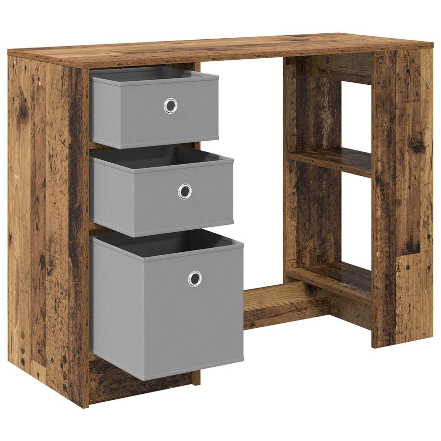 Bureau met lade met plank Oudhout 100 x 40 x 75 cm Bewerkt hout