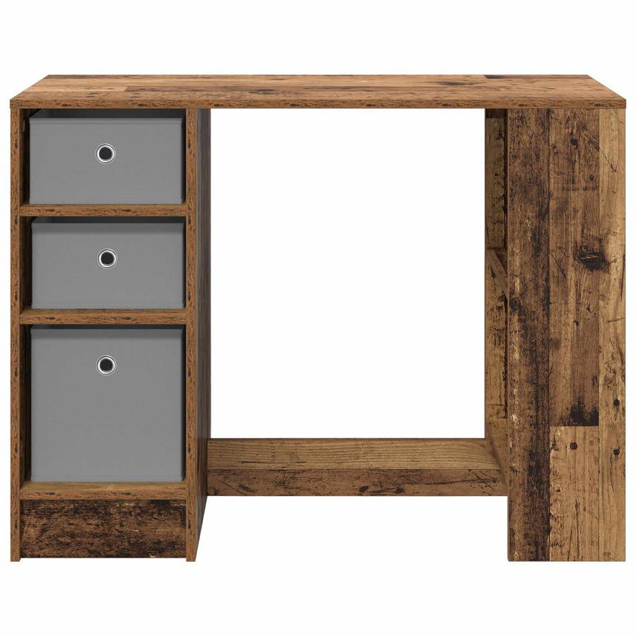Bureau met lade met plank Oudhout 100 x 40 x 75 cm Bewerkt hout
