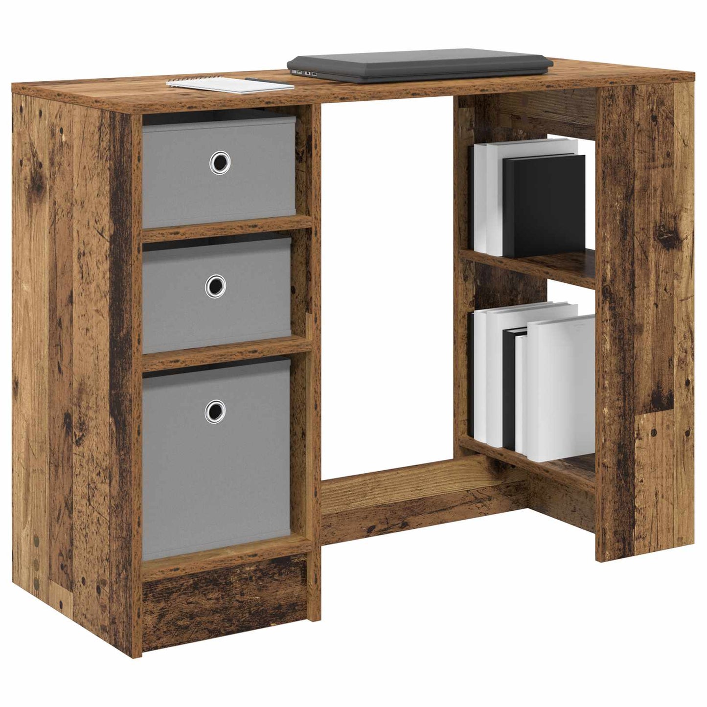Bureau met lade met plank Oudhout 100 x 40 x 75 cm Bewerkt hout