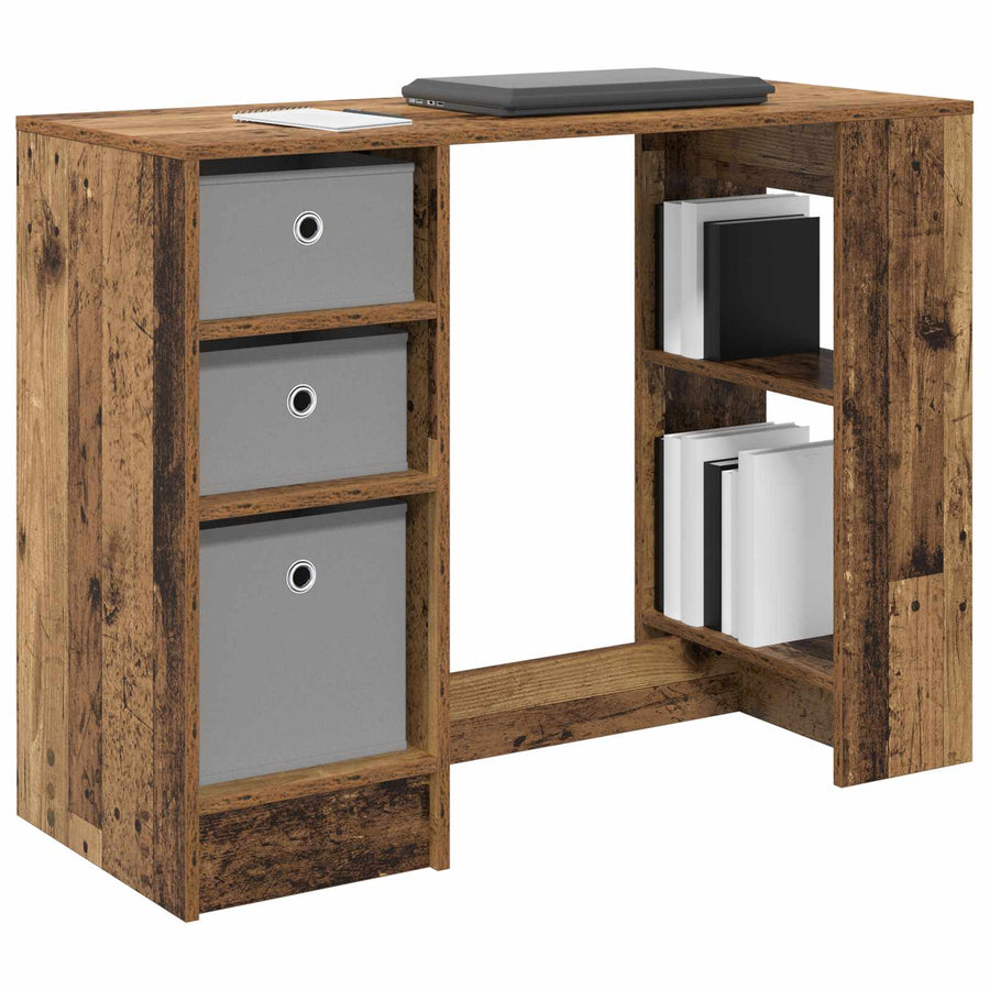 Bureau met lade met plank Oudhout 100 x 40 x 75 cm Bewerkt hout