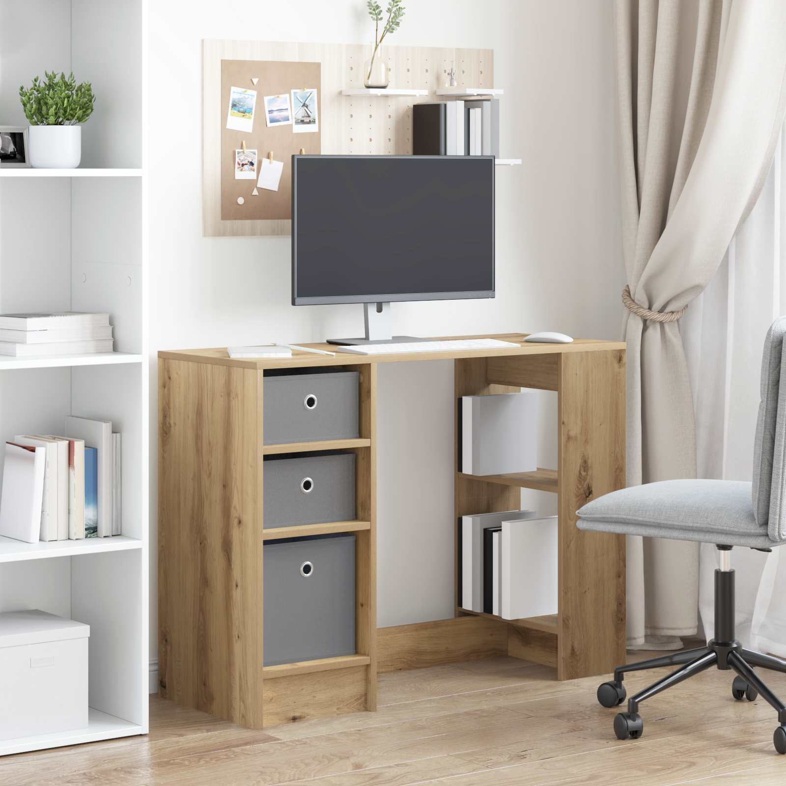 Bureau met lade Artisan Eiken 100 x 40 x 75 cm Bewerkt hout